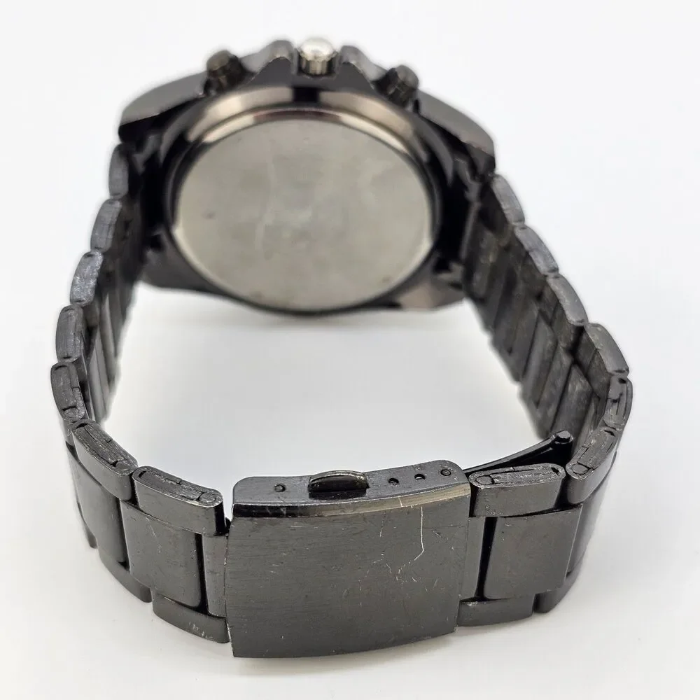 Men's Watch Black Dial 44MM Black Case Black‎ Bracelet Band 8